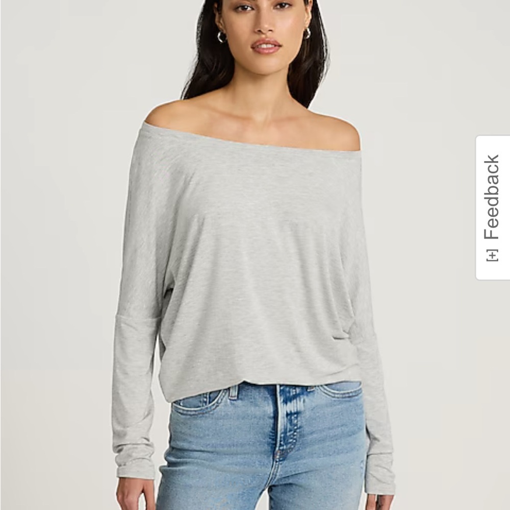 Express Long Sleeved Oversized London Tee Boat Neck Grey XS NWT